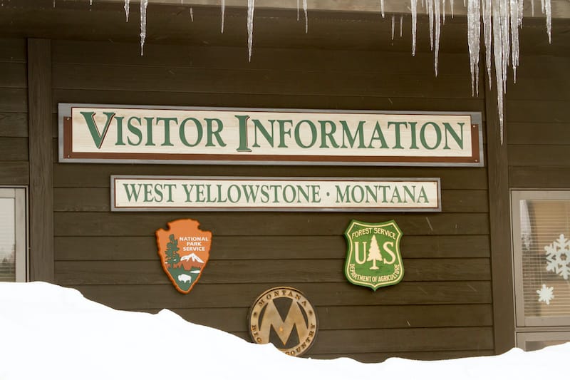 Yellowstone entrance in winter