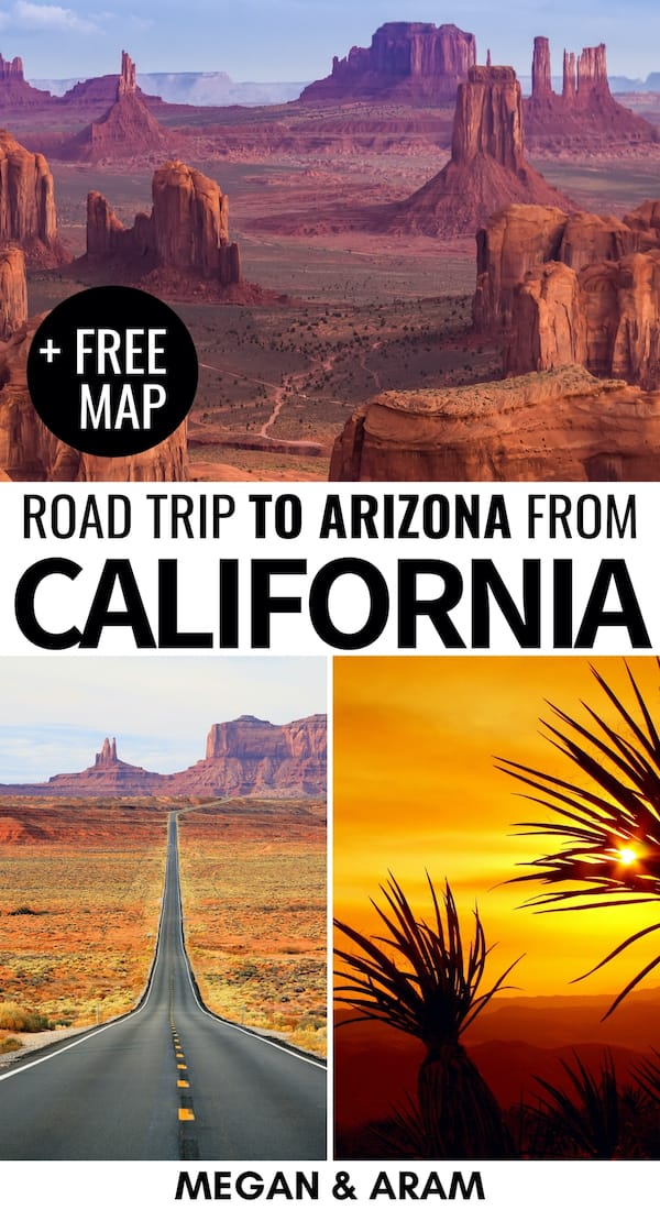 Are you planning a California to Arizona road trip to see some of America's most beautiful sights and parks? This guide will help you plan your CA-AZ road trip! | California road trip | Arizona road trip | California to Arizona | Southwest US Road trip | Grand canyon | Route 66 California to Arizona | Horseshoe Bend | Monument Valley road trip | Sedona Arizona | Kingman Arizona | Places to visit in Arizona | Things to do in Arizona | US National Parks | Arizona National Parks