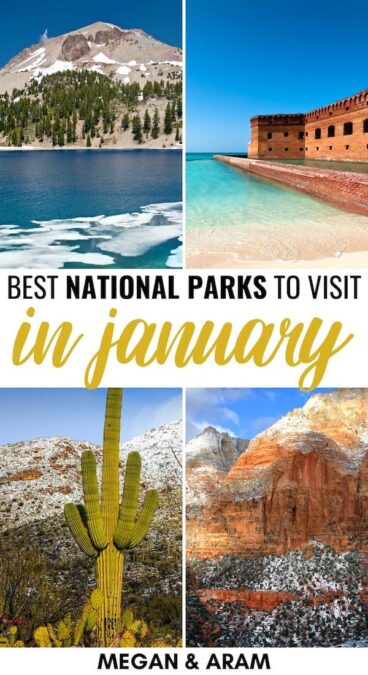 15 Best National Parks to Visit in January (+ Winter Tips): Are you looking for the best national parks to visit in January? This guide details fifteen great US National Parks to visit in January and gives many tips. | Places to visit in USA | USA National Parks | America National Parks | Yellowstone in Winter | Zion in Winter | National Parks to visit in Winter | USA Winter | Everglades in winter | Great Smoky Mountains winter | Death Valley winter | Acadia winter