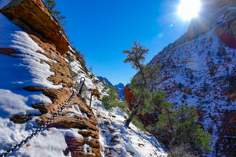 Angel's Landing Hike and Views in Zion in winter