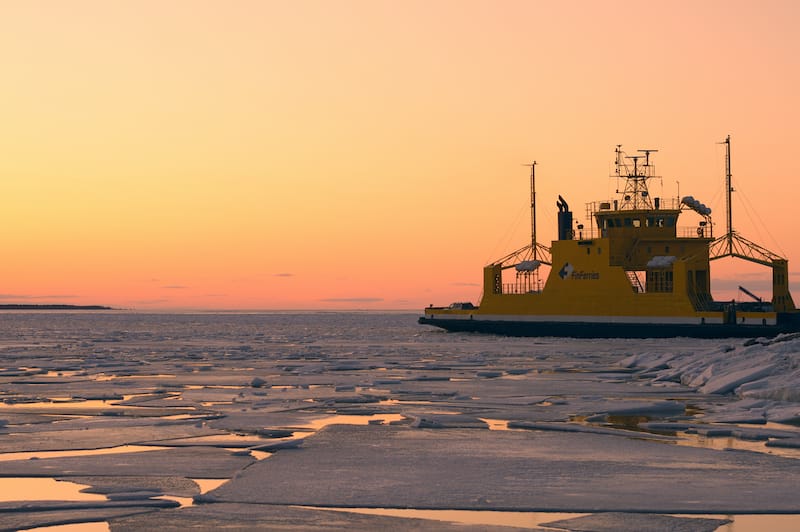 Ferry in Bothnian Bay in Finland