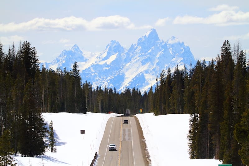 Grand Teton driving in winter