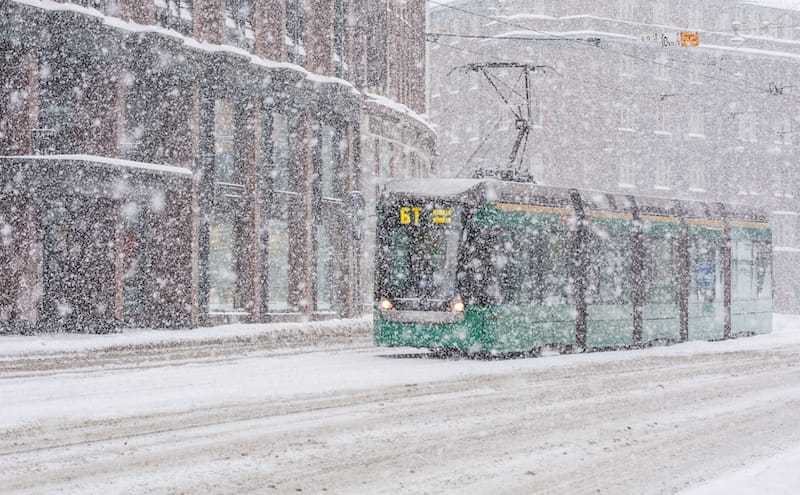 Helsinki in winter tram