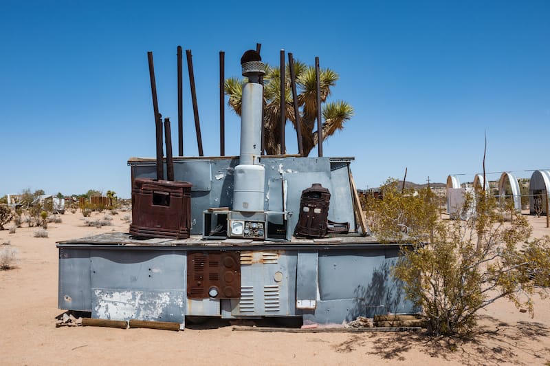 Noah Purifoy's Outdoor Desert Art Museum of Assemblage Sculpture created in the high desert of Joshua Tree