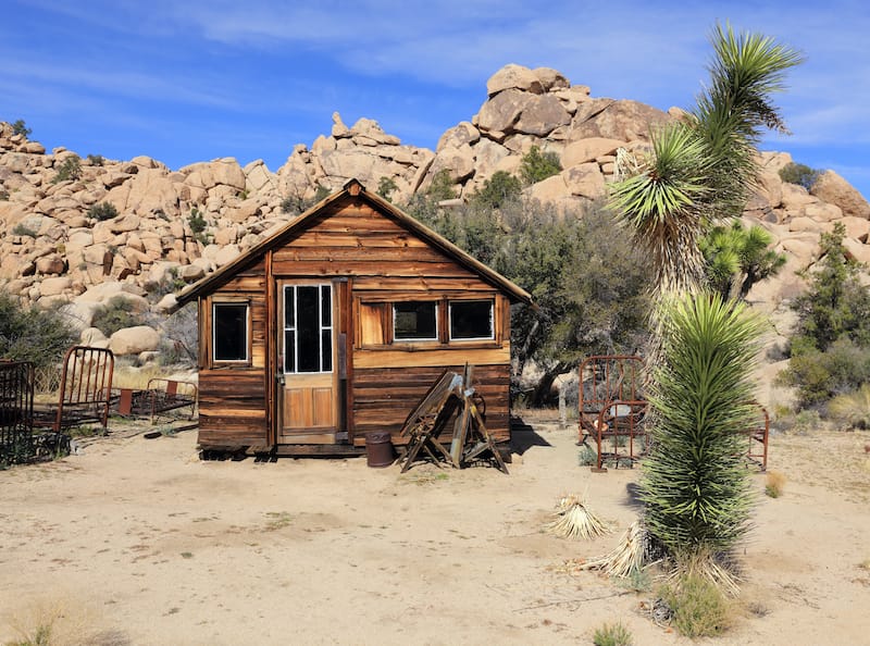 One of the old, long-abandoned structures at the Keys Ranch in Joshua Tree National Park, California