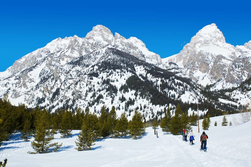 Snowshoeing in Grand Teton National Park during winter