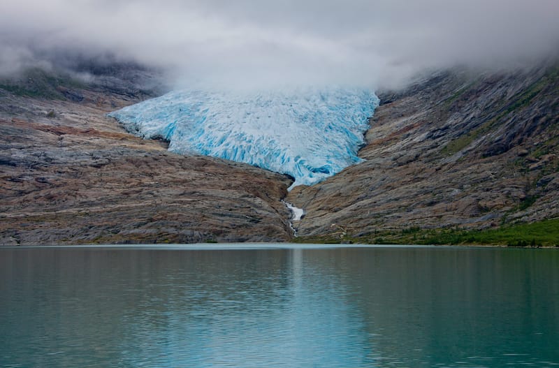 View to Engabreen with glacier, Svartisen, Nordland, Norway