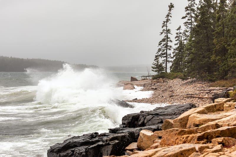 rocky coast of Schoodic Point Maine near Acadia National Park