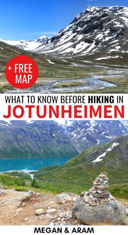 Are you planning a trip to go hiking in Jotunheimen National Park in Norway? This guide gives you all the tips (from a Norwegian!) and things to consider before you go! | Hiking in Norway | Norway national parks | Norway hikes | Norway trails | Norway mountains | Jotunheimen trails | Jotunheimen Norge | Jotunheimen Norwegen | Jotunheimen mountains | Norway hiking trails | Glacier hiking Norway | Besseggen | Galdhøpiggen | Knutshøe | Glittertind