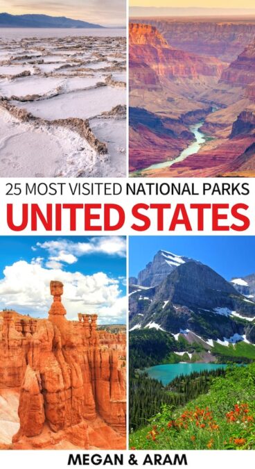 Are you looking to find what the most visited US national parks are? This guide showcases the most popular US national parks- from Acadia to the Grand Canyon! | US National Parks | NPS | Best national parks | Yosemite | Discover America | Yellowstone | Shenandoah | Zion | Bryce Canyon | Arches | Hawaii Volcanoes | USA nature | USA travel | Visit USA | Discover America | America national parks | National parks in America 