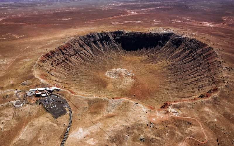 Aerial view of the Meteor Crater Natural Landmark