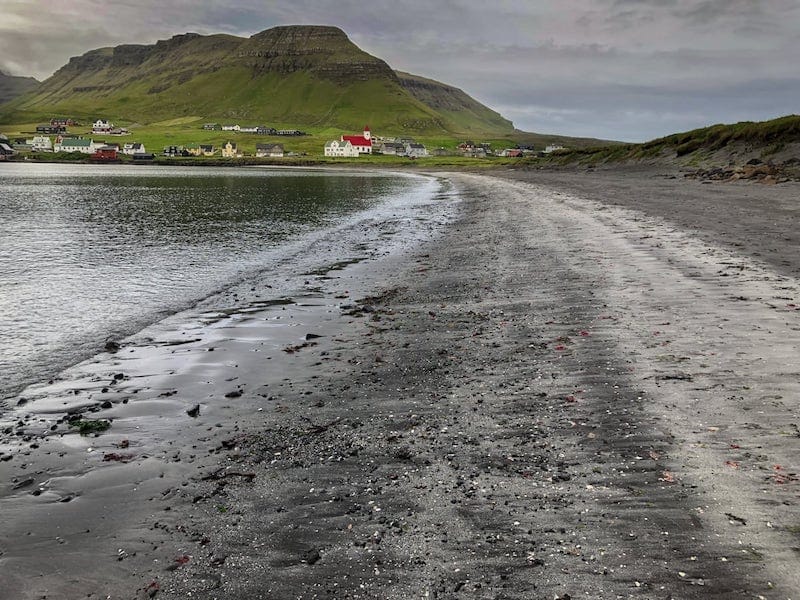 Black sand beach in Suduroy at Hvalba