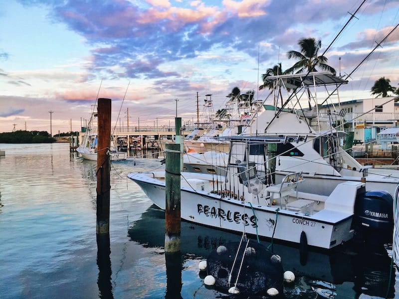 Boats in the harbor in Islamorada