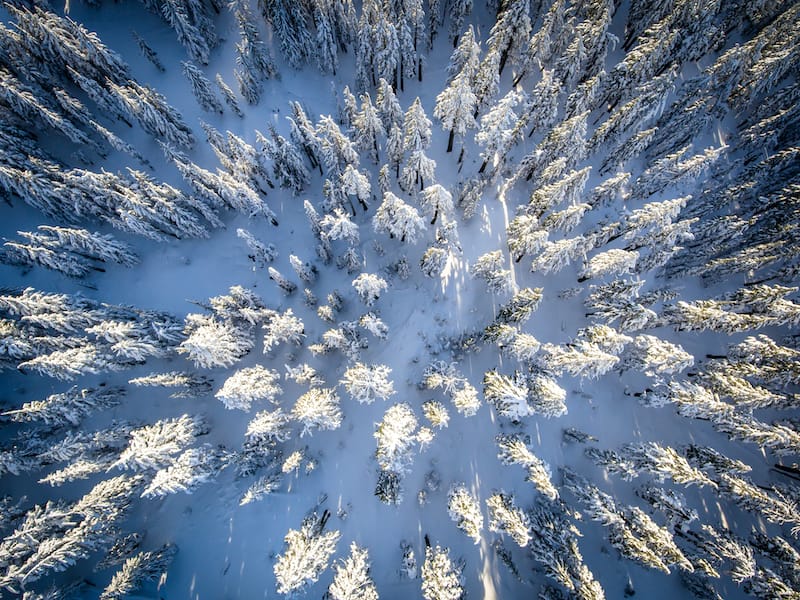 Crater lake in winter in oregon