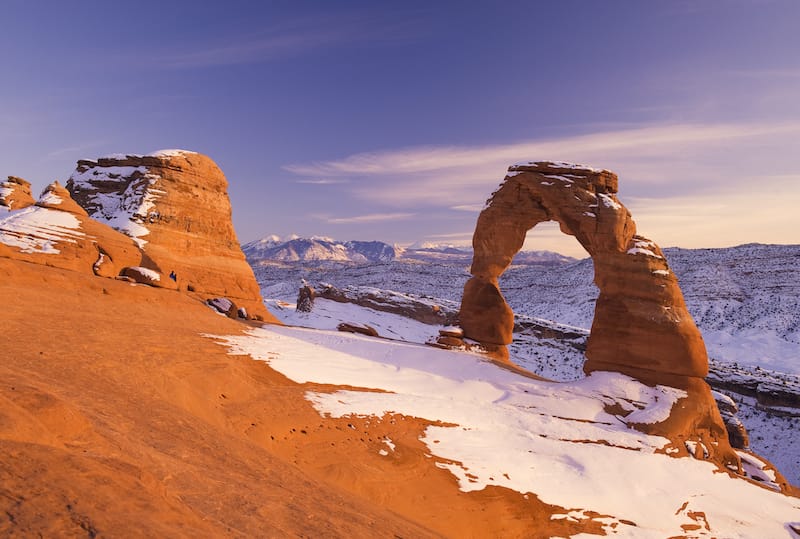 Delicate Arch in Arches National Park in winter