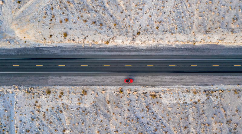 Driving in Death Valley in winter