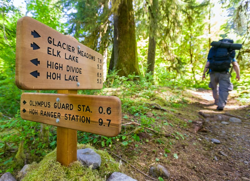 Hiking in Olympic National Park sign