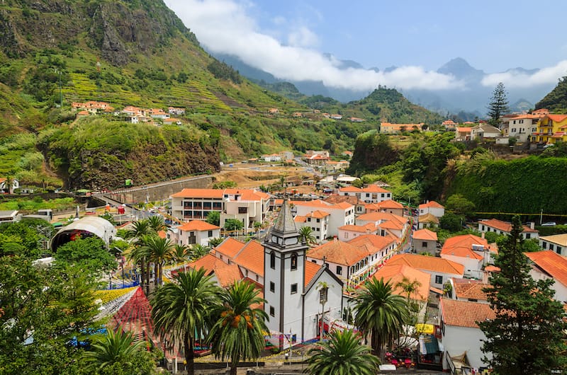 Mountain village Sao Vicente during flower festival