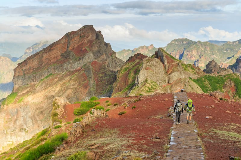 Pico do Areeiro (Arieiro) while hiking to Pico Ruivo on a cloudy summer day