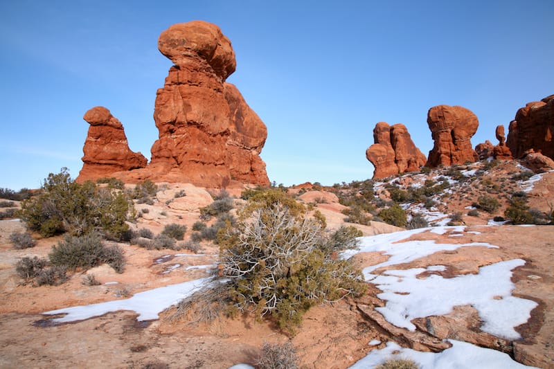 Pinnacles in Arches National Park in Utah