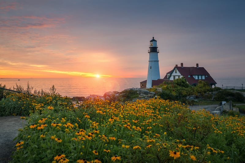 Sunrise at Portland Head Lighthouse in Maine