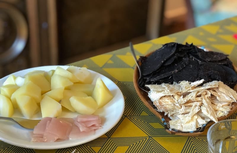 Whale meat and blubber in Tvøroyri in Faroe Islands