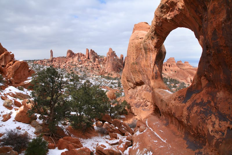 Winter in Arches National Park - Double O Arch