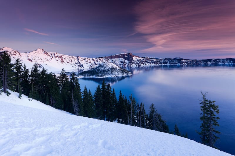 Winter in crater lake oregon