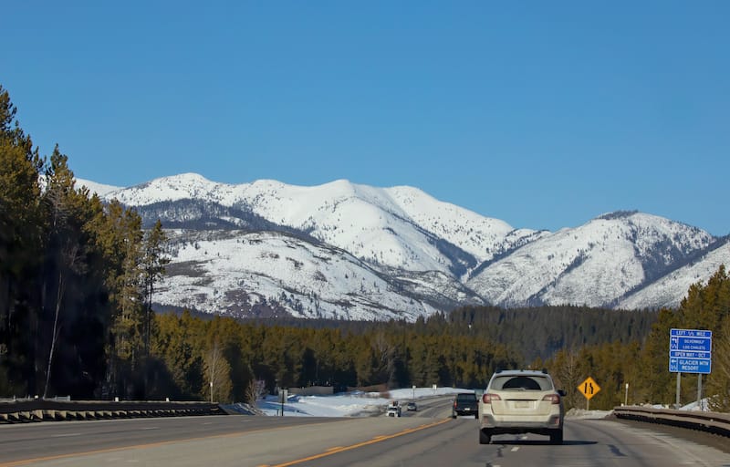 Winter roads to Glacier National Park