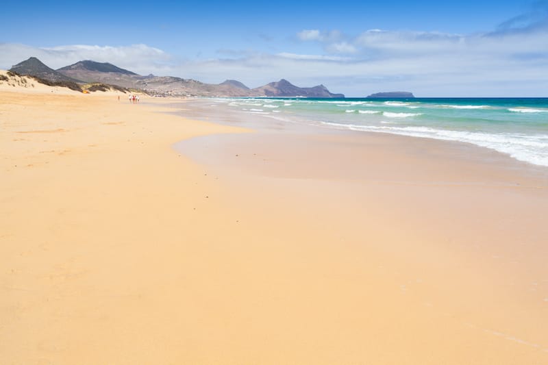 Sandy wide beach landscape of the island of Porto Santo