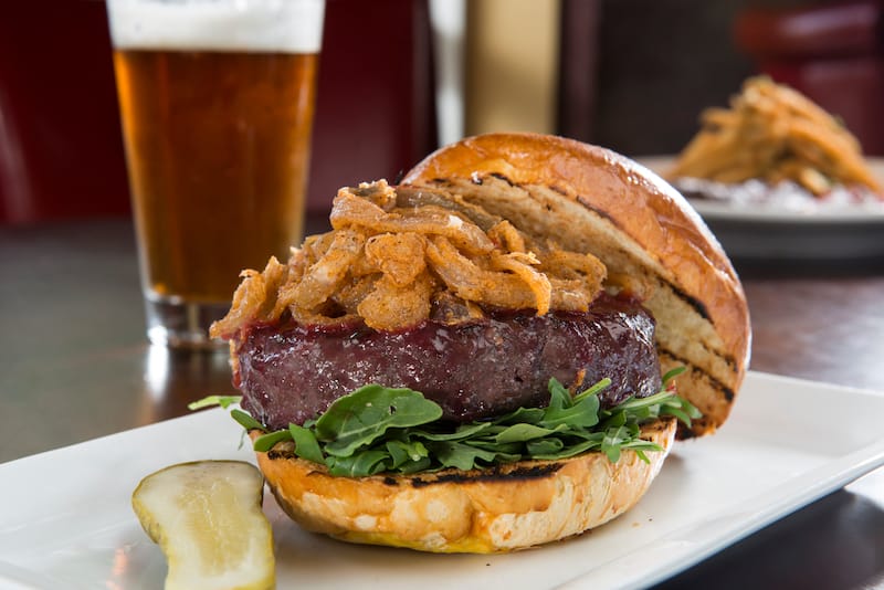 Elk burger and beer