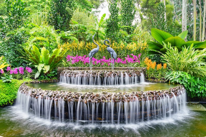 Fountain inside Singapore's National Orchid Garden