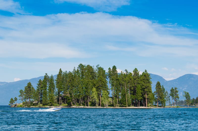 Island in Whitefish Lake in Montana