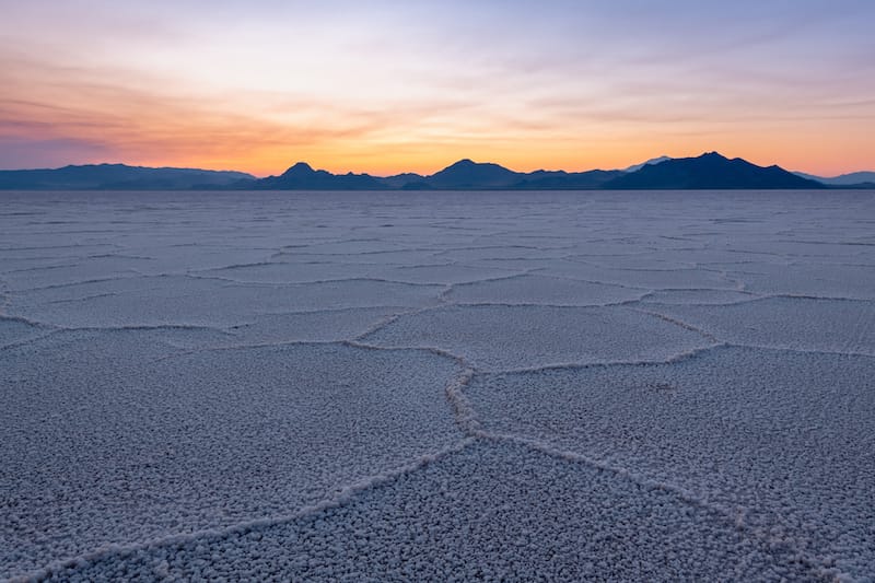 Bonneville Salt Flats at Sunset