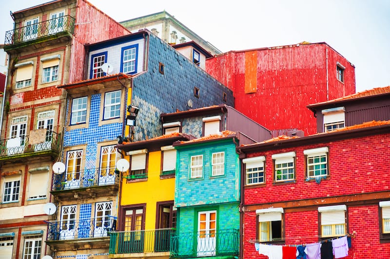 Colorful buildings in Porto Portugal