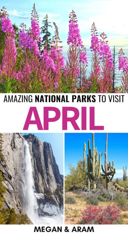 15 Best National Parks to Visit in April (+ Spring Tips): Are you looking for the best national parks to visit in April? This guide details fifteen great US National Parks to visit in April and gives many spring tips. | Places to visit in USA | USA National Parks | America National Parks | Yosemite National Park | Alaska National Parks | Shenandoah spring | National Parks to visit in spring | USA spring | National parks April | Grand Canyon spring