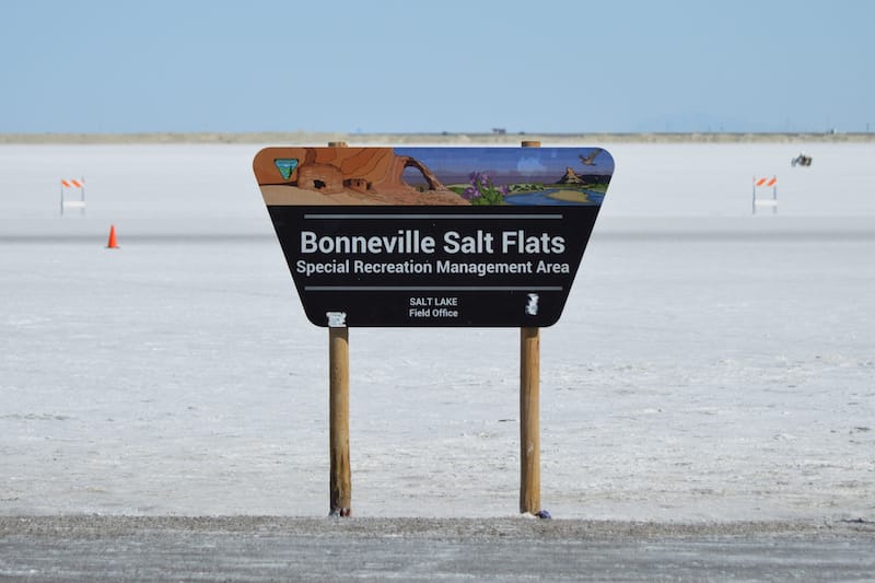 Sign of Bonneville Salt Flats