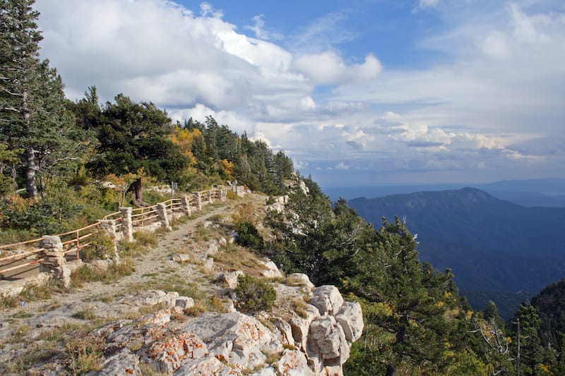 trail along the edge of the Crest of the Sandia Mountains near Albuquerque