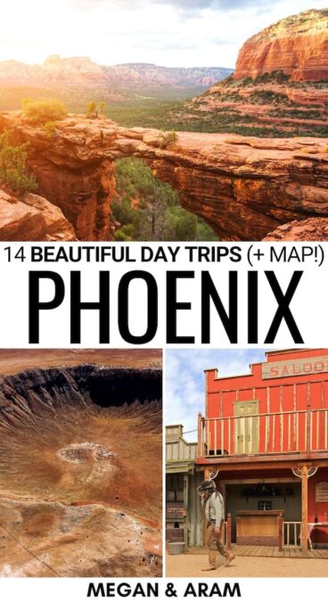 Are you looking for the best day trips from Phoenix? This guide gives several Phoenix day trips that you can consider for a getaway! It also includes a free map! | Weekend trips from Phoenix | Phoenix nearby destinations | Phoenix itinerary | Arizona itinerary | Parks near Phoenix | Hiking near Phoenix | Arizona nature | Arizona bucket list | things to do in Phoenix | Visit Prescott | Saguaro National Park from Phoenix | Phoenix to Tucson