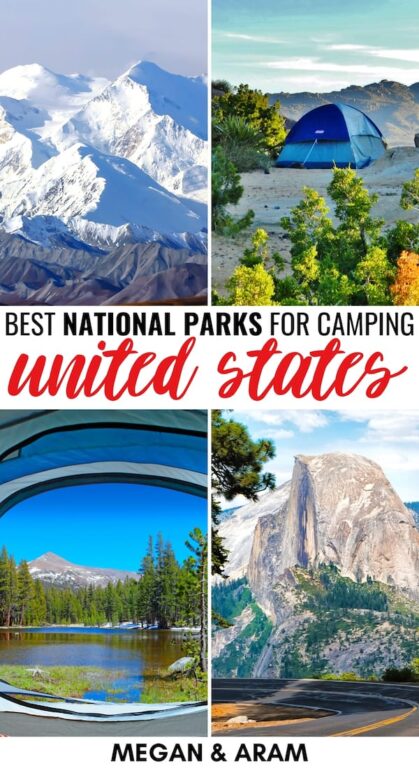 Are you looking for the best national parks for backpacking and camping for an upcoming trip? This guide details our top picks and some tips for each! | National parks camping | National parks backpacking | National parks lodging | Camping in National Parks | Backpacking in national parks | Camping Yosemite | Camping Shenandoah | Camping Denali | Camping Grand Teton | Camping Arches | Backpacking Shenandoah | Backpacking Yosemite | Backpacking Denali | Backpacking Arches | Backpacking Wyoming