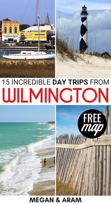 Do you have itchy feet and are looking for the best day trips from Wilmington NC? This guide showcases some of the best Wilmington day trips within two hours! | Places to visit near Wilmington | Wilmington itinerary | Places to visit in North Carolina | Things to do in Wilmington | Kure Beach | Cape Lookout | Cape Fear River | USS North Carolina | Surf City sea turtle | Southport NC | Beaufort NC | Emerald Isle NC | Things to do in North Carolina