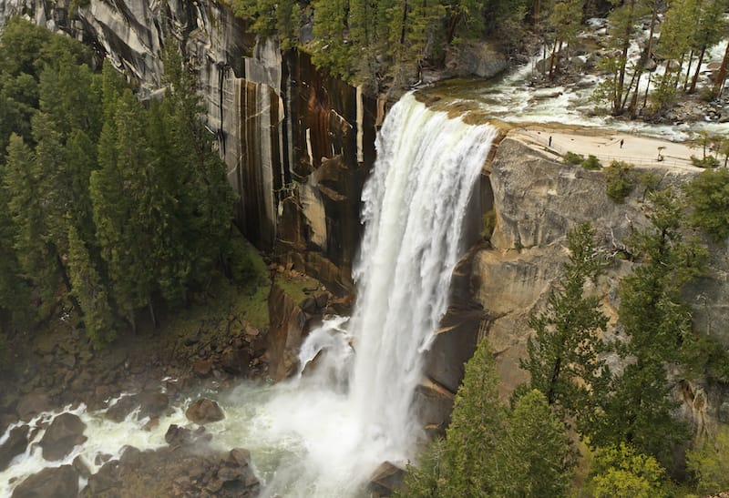 Vernal Falls in its full spring glory as seen from Clark Point on the John Muir Trail in Yosemite National Park