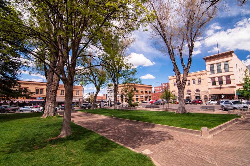 Yavapai County Courthouse Square looking at the corner of Gurley and Montezuma Streets