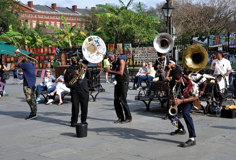 Local jazz band in front of Jackson Square