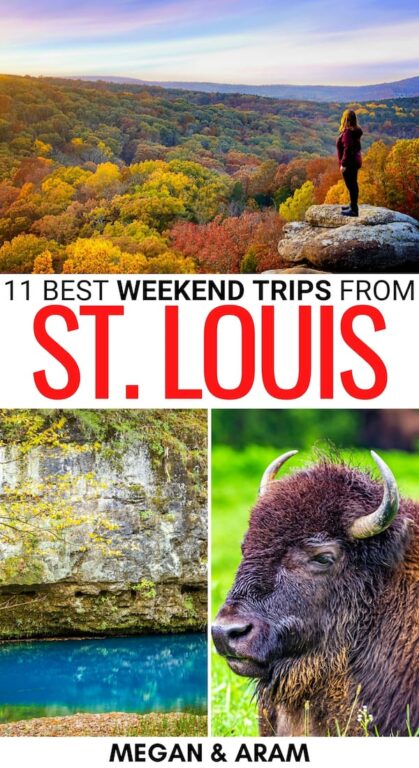 Looking to get out of the city for a bit? These are some of the best weekend trips from St. Louis - from nature spots to cities and beyond! Click for more! | St. Louis things to do | St. Louis weekend getaways | St. Louis day trips | St. Louis attractions | St. Louis weekend trips | Weekend getaways from St. Louis | Things to do in St. Louis | Places to visit near St. Louis | Places to visit in Missouri | Missouri weekend trips