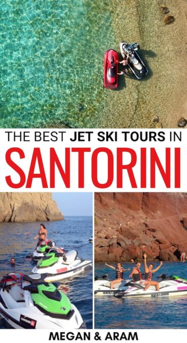 Are you looking to book the epic Santorini jet ski trip? This is a guide covering the BEST Santorini jet ski tour - including a trip to the volcano! Learn more! | Things to do in Santorini | Santorini things to do | Santorini itinerary | Best Santorini tours | Jet skiing in Santorini | Santorini jet ski safari | Santorini volcano | Perivolos Beach | Santorini places to visit | Visit Santorini | Travel to Santorini | Santorini excursions | Santorini jet ski excursion | Santorini activities