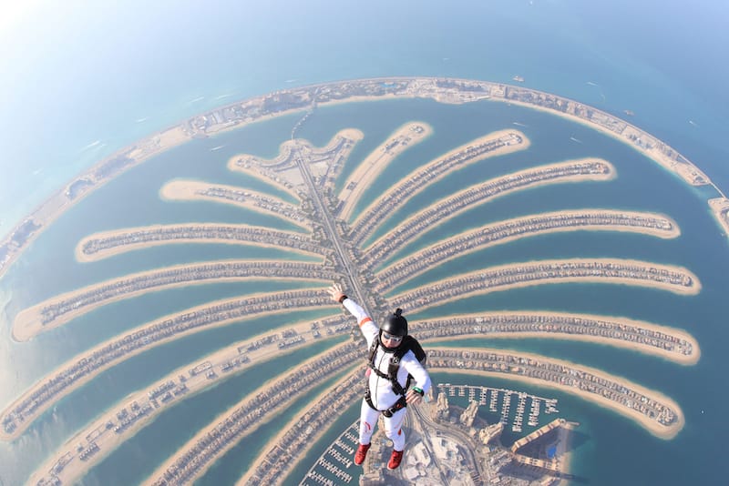 Skydiving over the Palm in Dubai