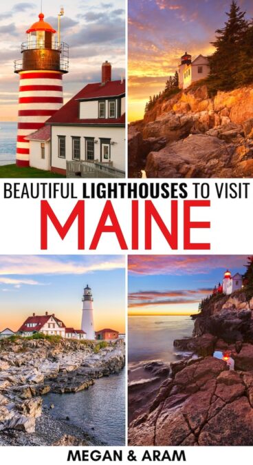 Looking for the most beautiful lighthouses in Maine? This guide covers the most iconic Maine lighthouses and where to find each of them! Click to read more! | Places to visit in Maine | Maine itinerary | Maine attractions | Maine landmarks | Things to do in Maine | Lighthouses in New England | New England lighthouses