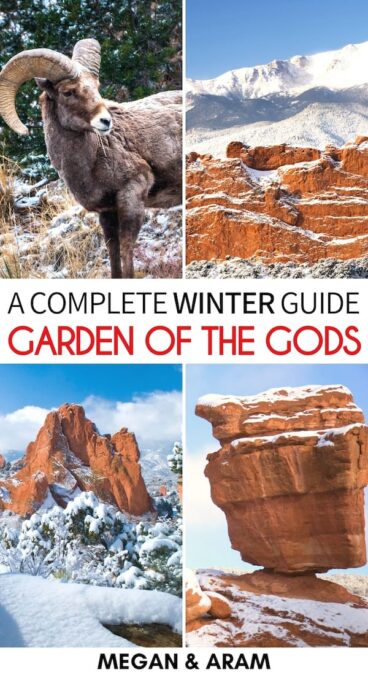 Are you planning to visit Garden of the Gods in winter? This guide details the best things to do, amazing Garden of the Gods hikes, and more! Learn more here! | Winter in Garden of the Gods | Day trips from Denver | Day trips from Colorado Springs | Places to visit in Colorado | Winter in Colorado Springs | Winter in Denver | Winter in Colorado | Colorado springs things to do | Garden of the Gods Hiking | Garden of the Gods Trails