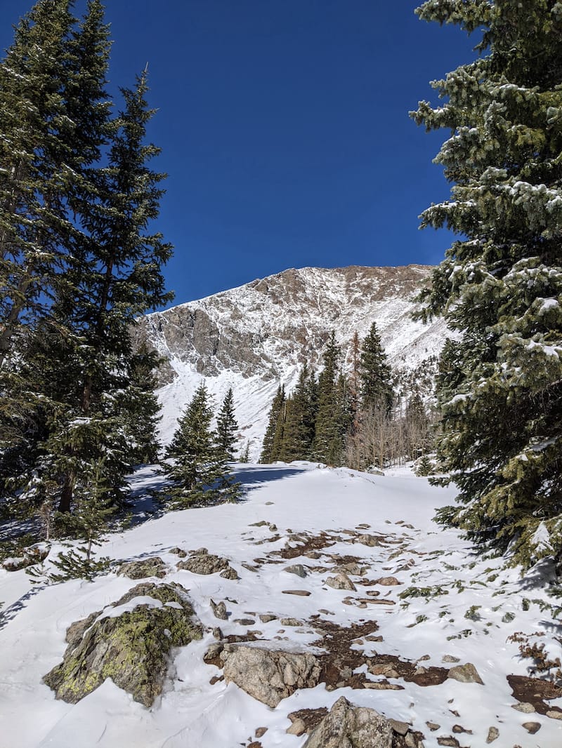 Mayflower Lakes Hike in Breckenridge in winter